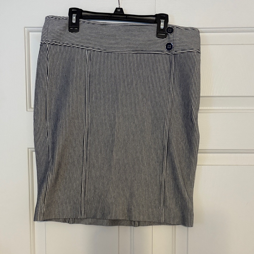 Banana Republic Navy and White Striped Pencil Skirt
